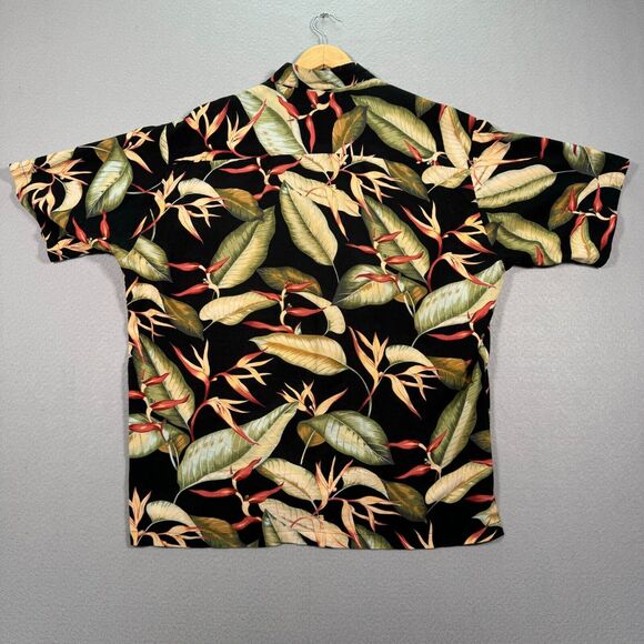 Vintage Tori Richard Shirt Mens Large Black Abstract Hawaiian Floral Surf Beach‎ - Picture 2 of 10